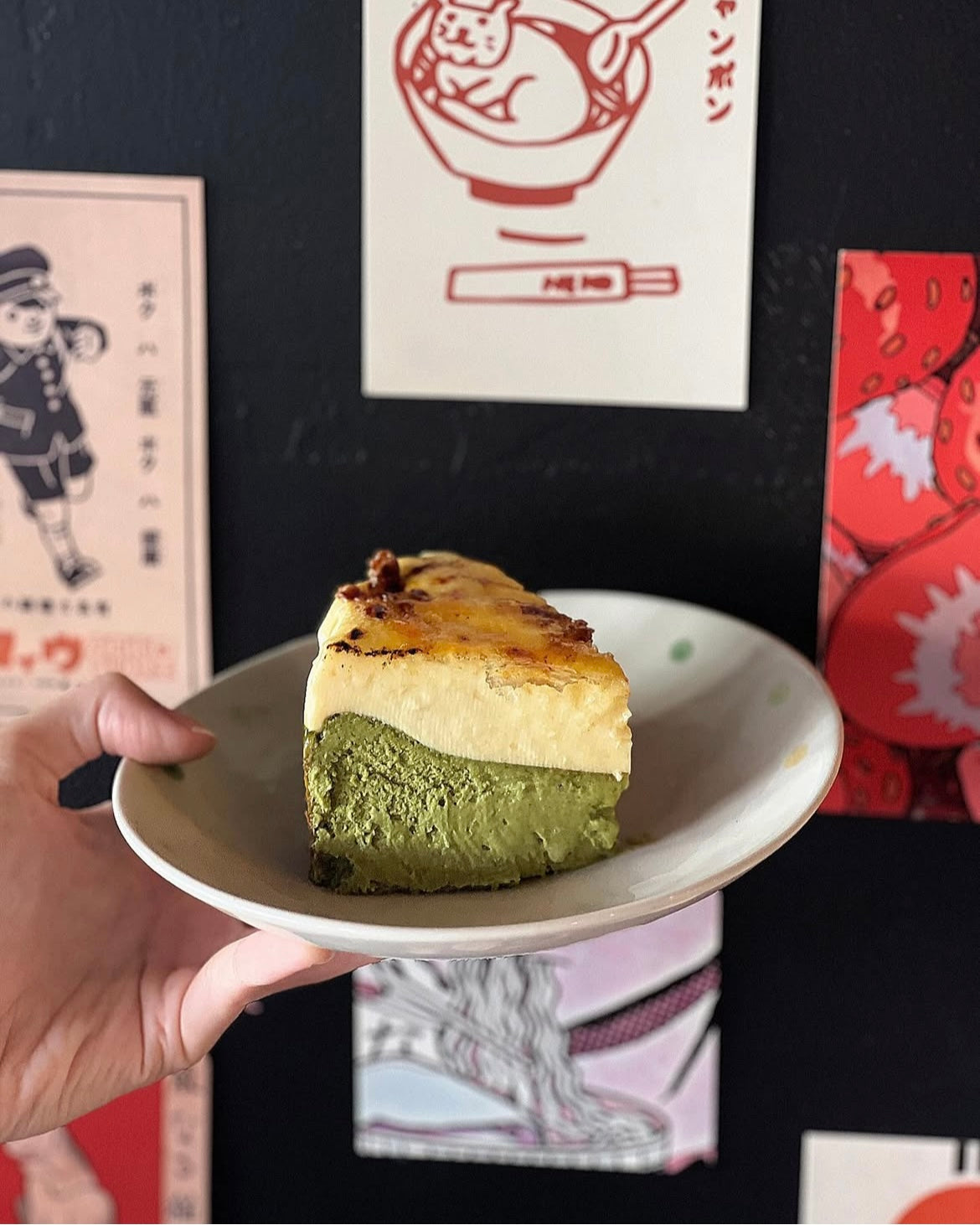 Matcha Cream Brûlée Basque Cheesecake